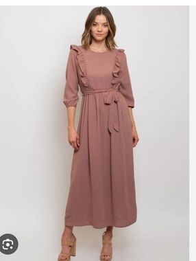 Roolee Dusty Mauve Ruffle Maxi Dress